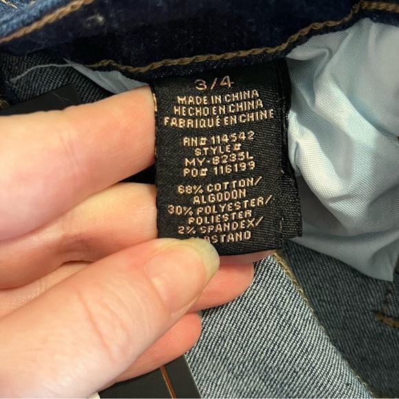 jean shorts high rise button fly 5 pocket rolled hem dark wash dollhouse tag - Picture 5 of 10